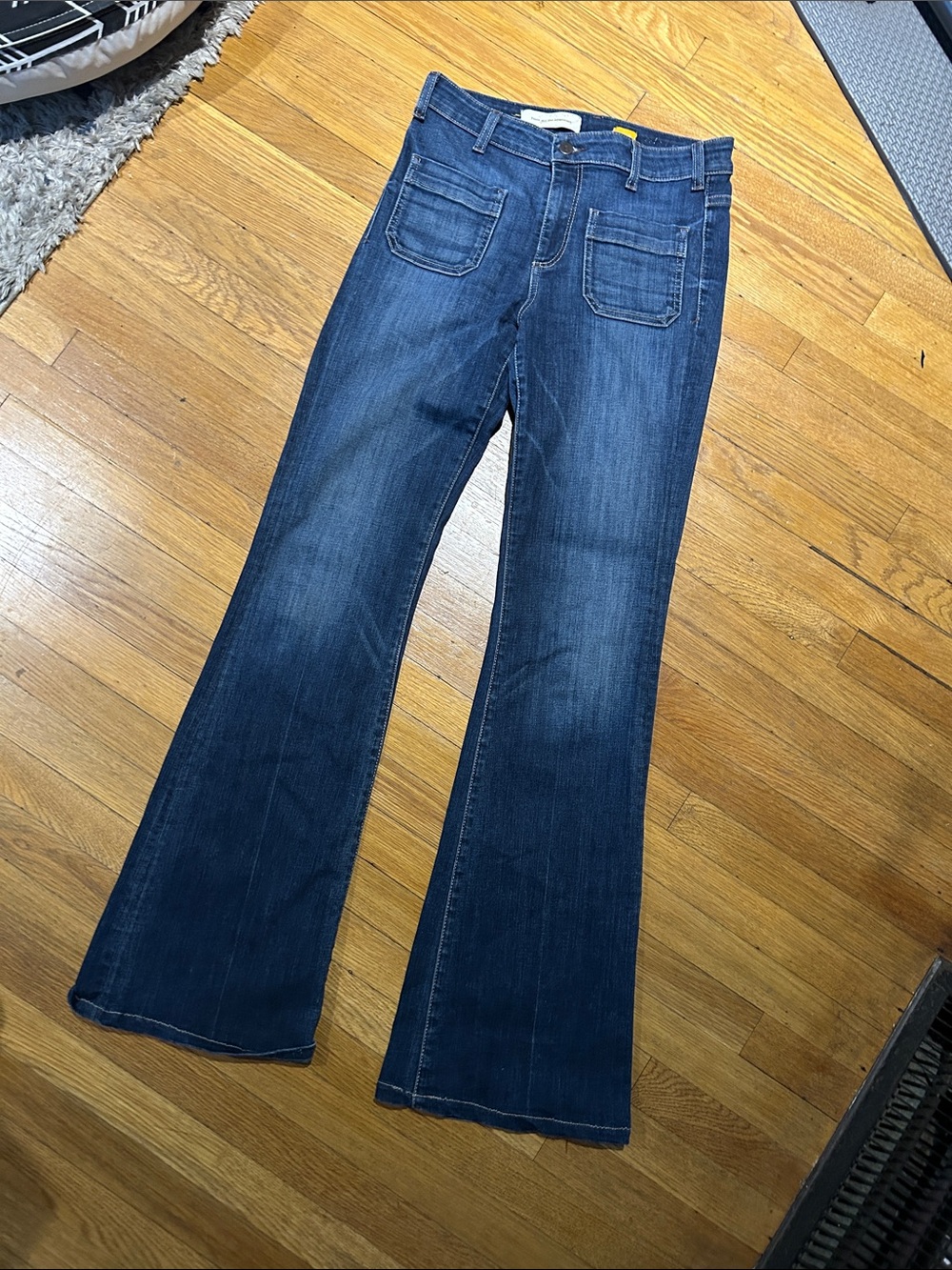 Pilcro Women’s Dark Blue Flared Jeans - Classic Stretch Denim